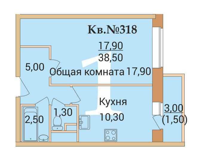 38,5 м², 1-комнатная квартира 3 066 742 ₽ - изображение 37