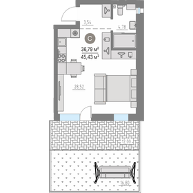 Квартира 65,6 м², студия - изображение 1