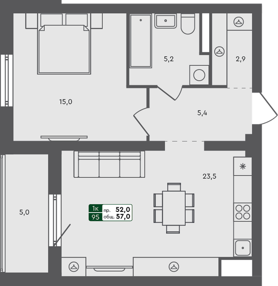 31 м², квартира-студия 4 070 000 ₽ - изображение 68