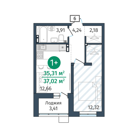 40 м², 1-комнатная квартира 4 750 000 ₽ - изображение 102