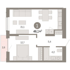 Квартира 46,1 м², 1-комнатная - изображение 4