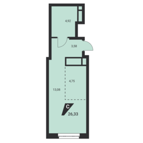Квартира 26,3 м², 1-комнатная - изображение 3